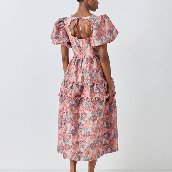 NWT DREAM sister Jane DREAM Nerissa Jacquard Midi Dress DREAM CORALS IN BLOOM S - Picture 15 of 16